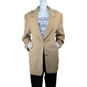 Vintage 90s Cashmere Blend Blazer Jacket | Minimalist Quiet Luxury | Large